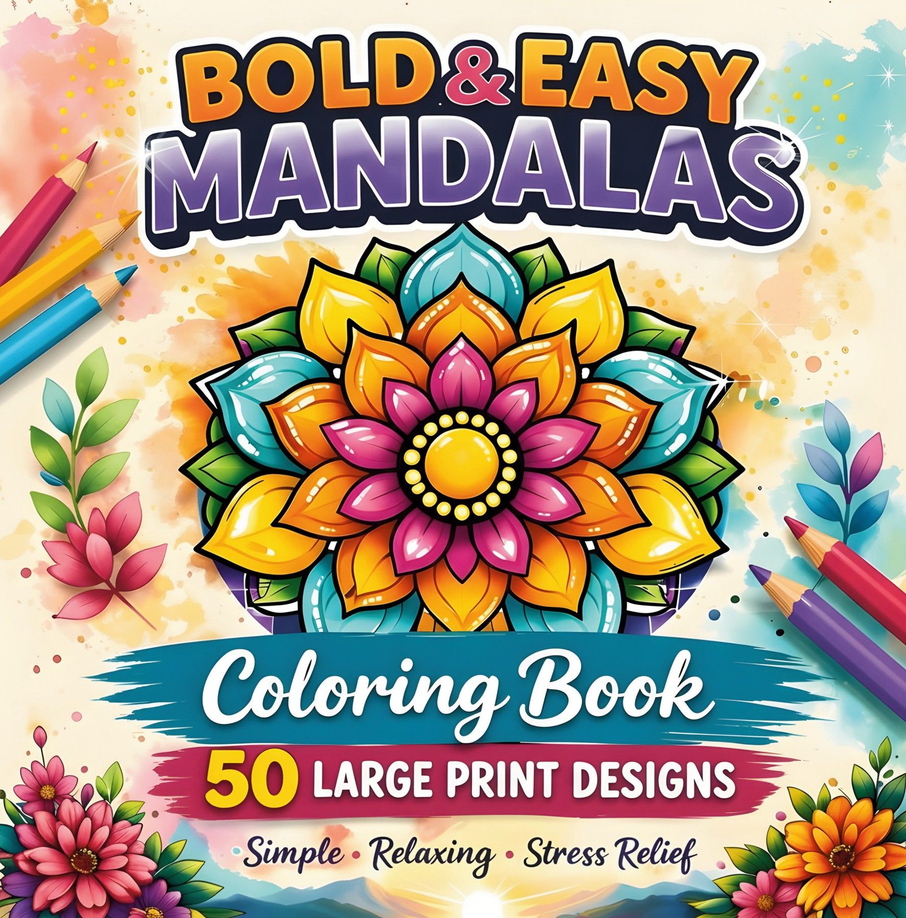 Front cover of Bold & Easy Mandalas Coloring Book